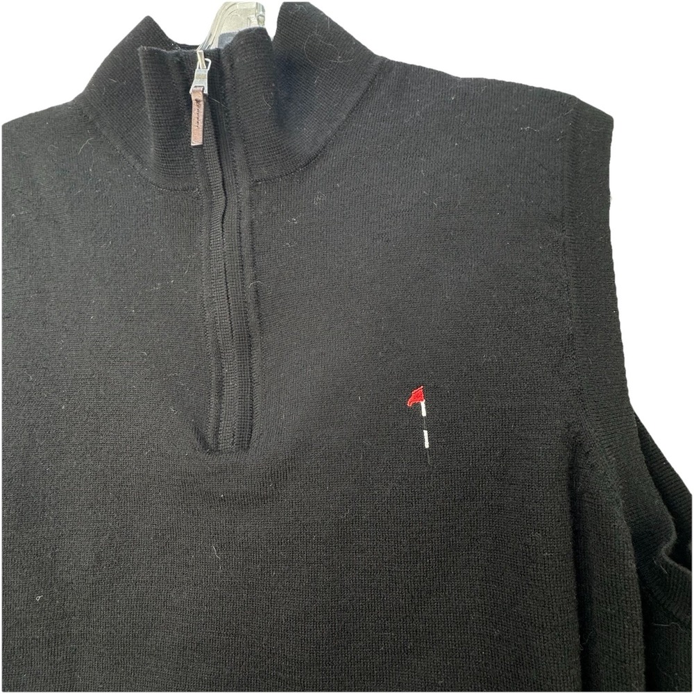 Fairway & Greene Black Baruffa Merino Lined Men's Golf Zip Vest Size Medium